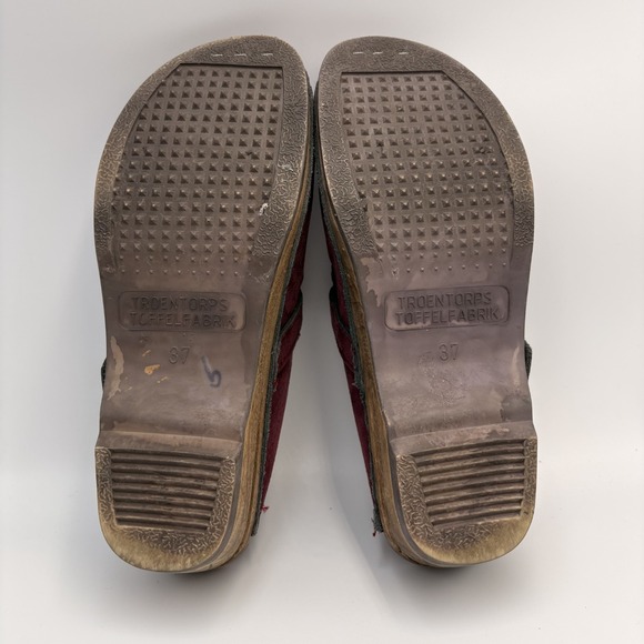 Troentorp Of Sweden Wood Clog Burgundy Purple Suede Slip on Mules Womens 37 6.5 - Picture 10 of 10